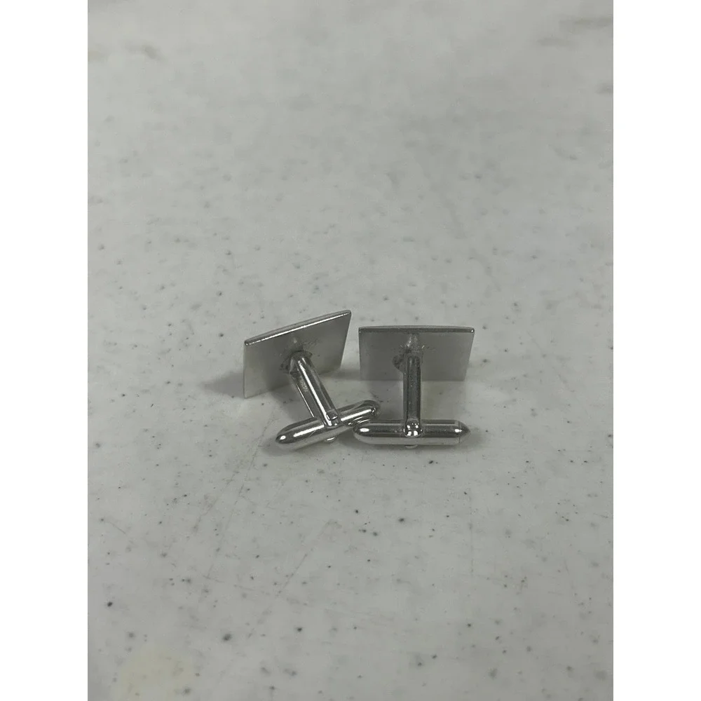 Swank Vintage Silver Tone Square Cufflinks Minimalist Embossed Formal Mens